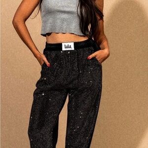Dressed in LALA Black Sparkle Joggers